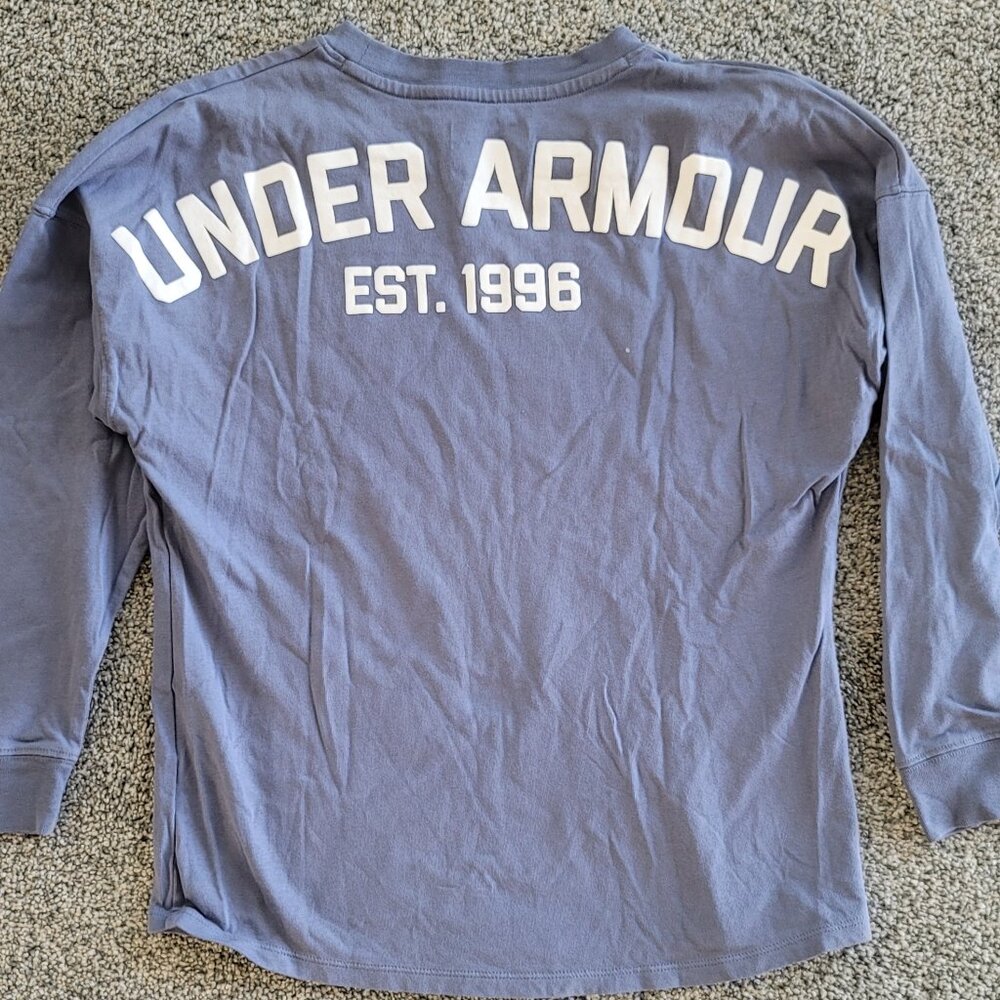 Under Armour Long Sleeve T Shirt Youth Medium YMD Blue Grey Heatgear Loose